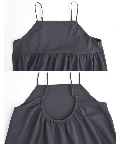 Re:EDIT（リエディ）の「[低身長/高身長サイズ有][イージーケア]カットジョーゼットティアードバックオープンキャミワンピース（ジャンパースカート・レディース・アイボリー系/ブラック/チャコールグレー・SHORT/LARGE/TALL/MEDIUM）」の21枚目の写真