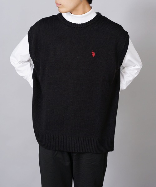 U.S. POLO ASSN.(ユーエスポロアッスン)の「U.S. POLO ASSN./ユーエスポロアッスン クルーニットベスト(ベスト・メンズ・ベージュ/グリーン/イエロー/ネイビー/アイボリー/ブラック・S/LL/M/L)」の3枚目の写真