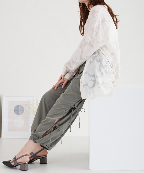 acro(アクロ)の「サイドリボンパラシュートパンツ/AC3514(その他パンツ・レディース・ピンク/ホワイト/ブラック/カーキ・フリ-)」の3枚目の写真