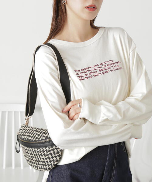 FREE'S MART（フリーズマート）の「◆ロゴ刺繍ビッグロングＴシャツ（Tシャツ/カットソー・レディース・ホワイト/ホワイト系その他/ブラック・FREE）」の2枚目の写真