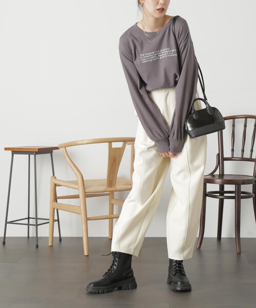 FREE'S MART（フリーズマート）の「◆ロゴ刺繍ビッグロングＴシャツ（Tシャツ/カットソー・レディース・ホワイト/ホワイト系その他/ブラック・FREE）」の4枚目の写真