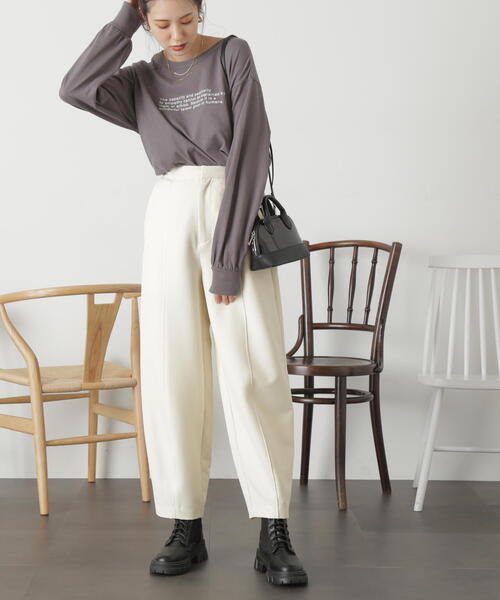 FREE'S MART（フリーズマート）の「◆ロゴ刺繍ビッグロングＴシャツ（Tシャツ/カットソー・レディース・ホワイト/ホワイト系その他/ブラック・FREE）」の5枚目の写真