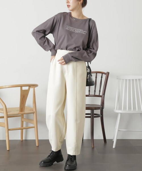 FREE'S MART（フリーズマート）の「◆ロゴ刺繍ビッグロングＴシャツ（Tシャツ/カットソー・レディース・ホワイト/ホワイト系その他/ブラック・FREE）」の6枚目の写真