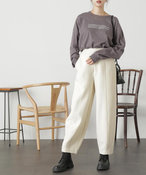 FREE'S MART（フリーズマート）の「◆ロゴ刺繍ビッグロングＴシャツ（Tシャツ/カットソー・レディース・ホワイト/ホワイト系その他/ブラック・FREE）」の7枚目の写真