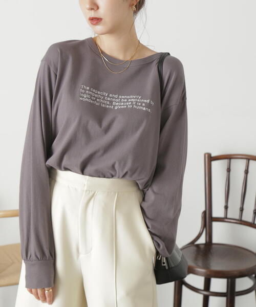 FREE'S MART（フリーズマート）の「◆ロゴ刺繍ビッグロングＴシャツ（Tシャツ/カットソー・レディース・ホワイト/ホワイト系その他/ブラック・FREE）」の8枚目の写真