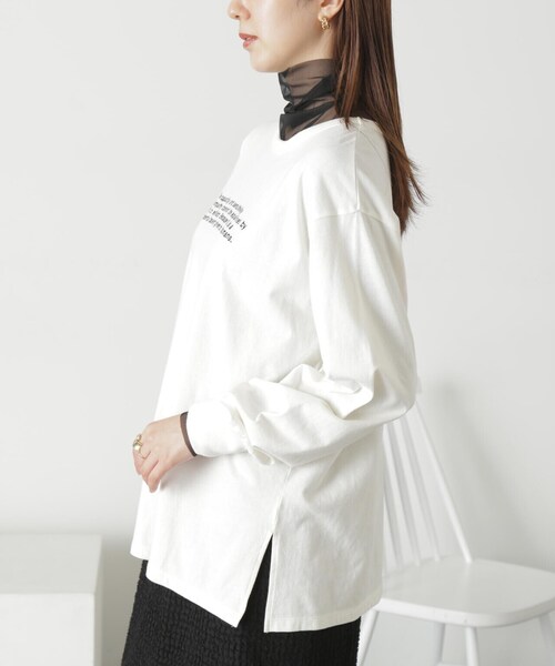 FREE'S MART（フリーズマート）の「◆ロゴ刺繍ビッグロングＴシャツ（Tシャツ/カットソー・レディース・ホワイト/ホワイト系その他/ブラック・FREE）」の17枚目の写真