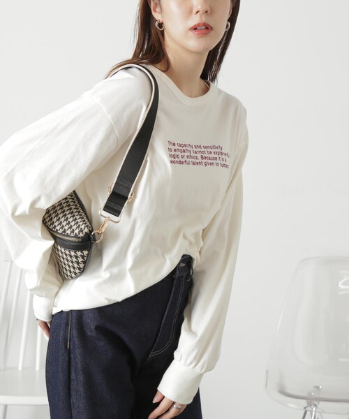 FREE'S MART（フリーズマート）の「◆ロゴ刺繍ビッグロングＴシャツ（Tシャツ/カットソー・レディース・ホワイト/ホワイト系その他/ブラック・FREE）」の21枚目の写真