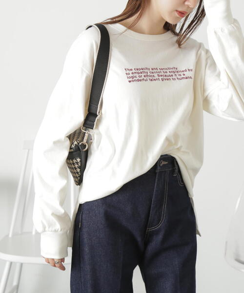 FREE'S MART（フリーズマート）の「◆ロゴ刺繍ビッグロングＴシャツ（Tシャツ/カットソー・レディース・ホワイト/ホワイト系その他/ブラック・FREE）」の22枚目の写真