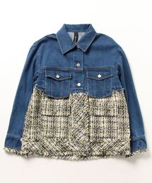AULA AILA フード付きデニムジャケット AULA AILA/アウラアイラ/TWEED MIX DENIM JACKET 77875079_34_d_215.jpg