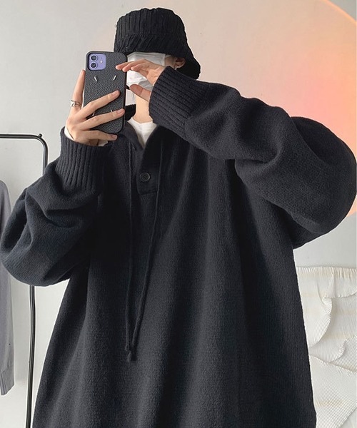BLANC FICELLE(ブランフィセル)の「ニットパーカー(パーカー・メンズ・ブラック/グレー・L/XX-LARGE/XL/M)」の5枚目の写真