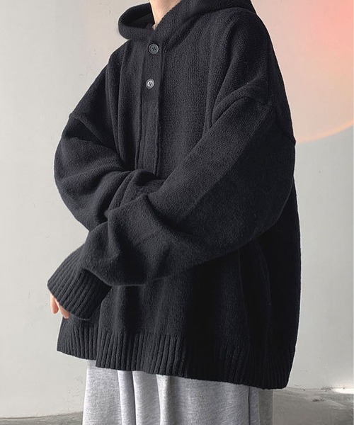 BLANC FICELLE(ブランフィセル)の「ニットパーカー(パーカー・メンズ・ブラック/グレー・L/XX-LARGE/XL/M)」の9枚目の写真