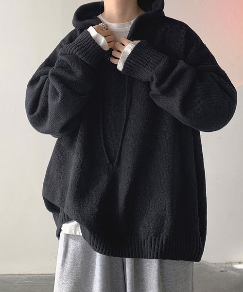 BLANC FICELLE(ブランフィセル)の「ニットパーカー(パーカー・メンズ・ブラック/グレー・L/XX-LARGE/XL/M)」の6枚目の写真