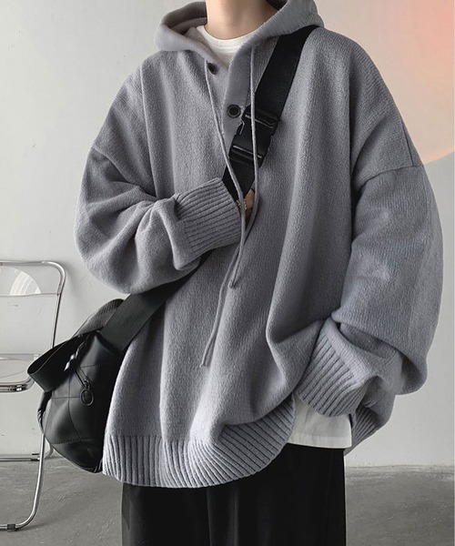 BLANC FICELLE(ブランフィセル)の「ニットパーカー(パーカー・メンズ・ブラック/グレー・L/XX-LARGE/XL/M)」の11枚目の写真