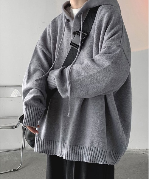 BLANC FICELLE(ブランフィセル)の「ニットパーカー(パーカー・メンズ・ブラック/グレー・L/XX-LARGE/XL/M)」の10枚目の写真
