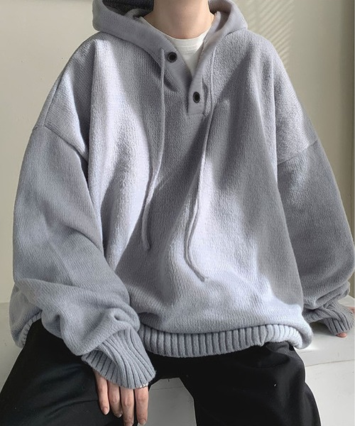 BLANC FICELLE(ブランフィセル)の「ニットパーカー(パーカー・メンズ・ブラック/グレー・L/XX-LARGE/XL/M)」の12枚目の写真