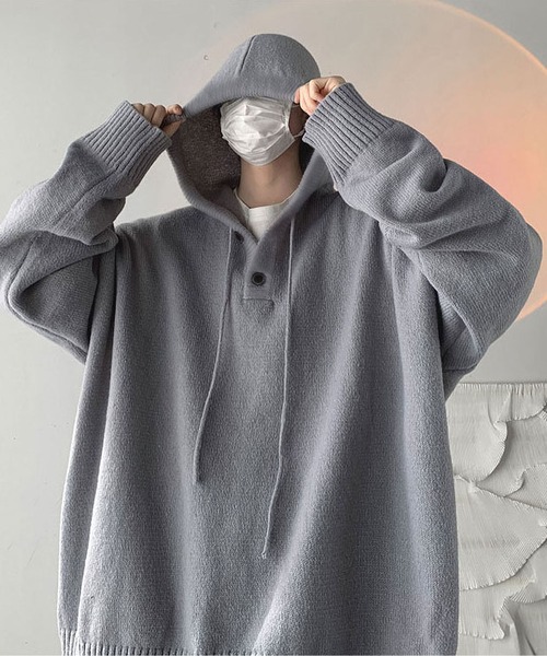 BLANC FICELLE(ブランフィセル)の「ニットパーカー(パーカー・メンズ・ブラック/グレー・L/XX-LARGE/XL/M)」の13枚目の写真