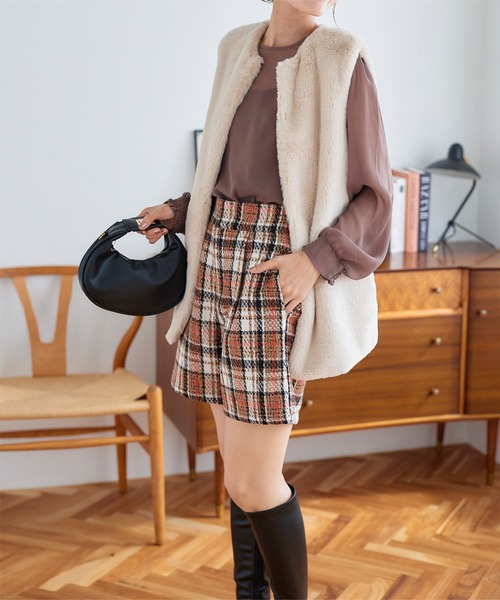 セール】チェック柄ハイウエストショートパンツ（その他パンツ）｜KOBE