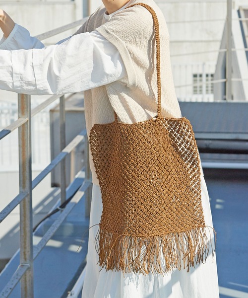 PAR ICI（パーリッシィ）の「サイザル マクラメ編みフリンジバッグ（かごバッグ・レディース・レッド/ブラウン・FREE）」の20枚目の写真