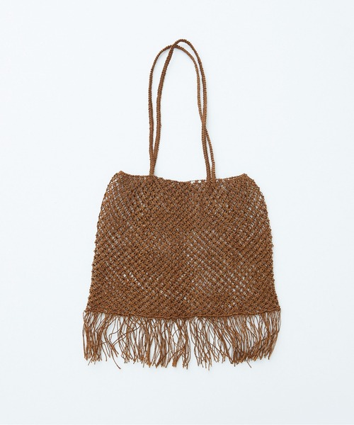 PAR ICI（パーリッシィ）の「サイザル マクラメ編みフリンジバッグ（かごバッグ・レディース・レッド/ブラウン・FREE）」の14枚目の写真