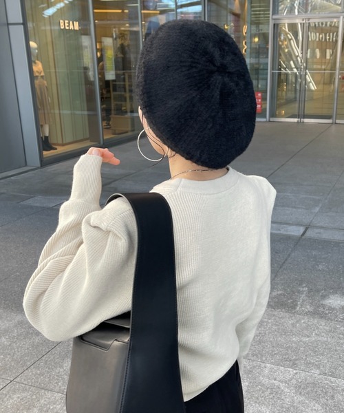 wee9s（ウィークス）の「daily daily winter knit beret  / デイリーデイリーウィンターバディベレー帽（ハンチング/ベレー帽・レディース・ブラック・FREE）」の4枚目の写真