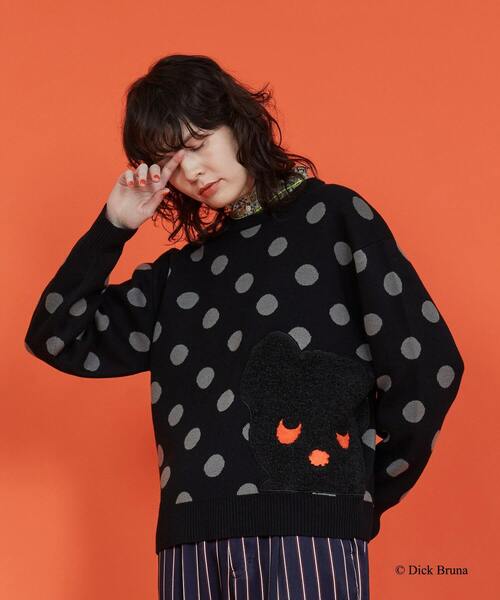 FRAPBOIS(フラボア)の「ブラック・ベア ニット(ニット/セーター・レディース・ブラック・1/2)」の1枚目の写真