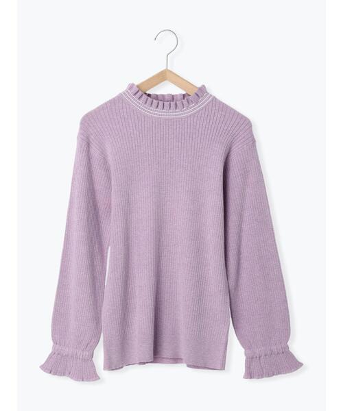 Samansa Mos2（サマンサ モスモス）の「ステッチフリルカラーニット（ニット/セーター・レディース・ブラック/キナリ/グリーン/パープル・F）」の4枚目の写真