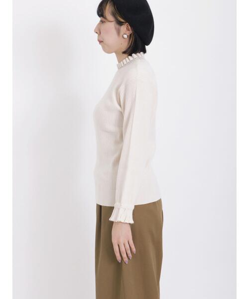 Samansa Mos2（サマンサ モスモス）の「ステッチフリルカラーニット（ニット/セーター・レディース・ブラック/キナリ/グリーン/パープル・F）」の18枚目の写真