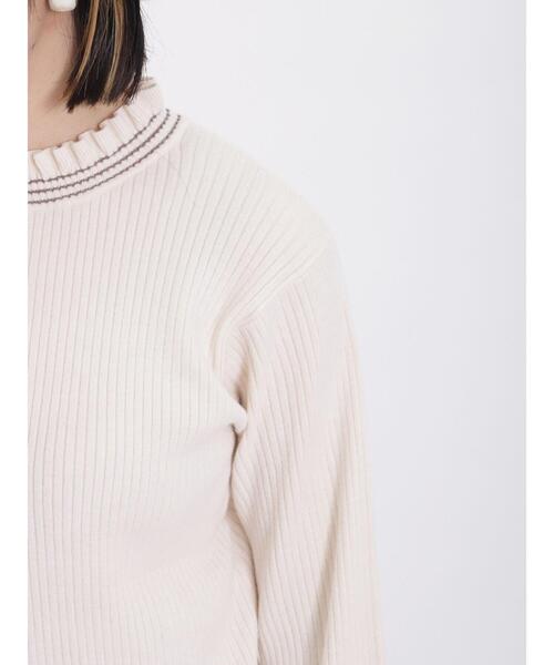 Samansa Mos2（サマンサ モスモス）の「ステッチフリルカラーニット（ニット/セーター・レディース・ブラック/キナリ/グリーン/パープル・F）」の21枚目の写真