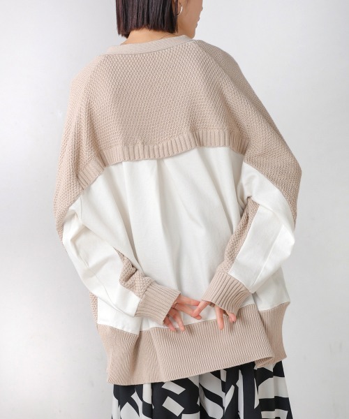 Bou Jeloud（ブージュルード）の「デニムコンビVZIPブルゾン（カーディガン/ボレロ・レディース・ベージュ/チャコールグレー・FREE）」の9枚目の写真