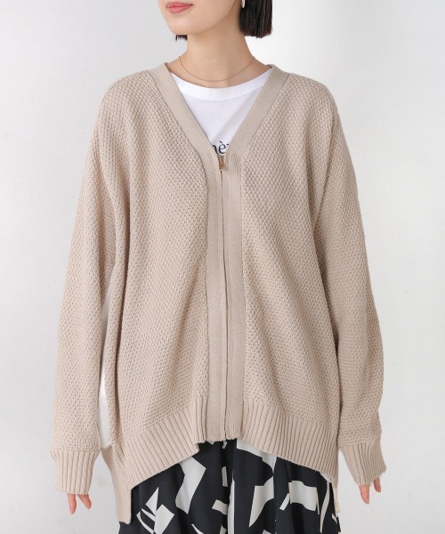 Bou Jeloud（ブージュルード）の「デニムコンビVZIPブルゾン（カーディガン/ボレロ・レディース・ベージュ/チャコールグレー・FREE）」の11枚目の写真