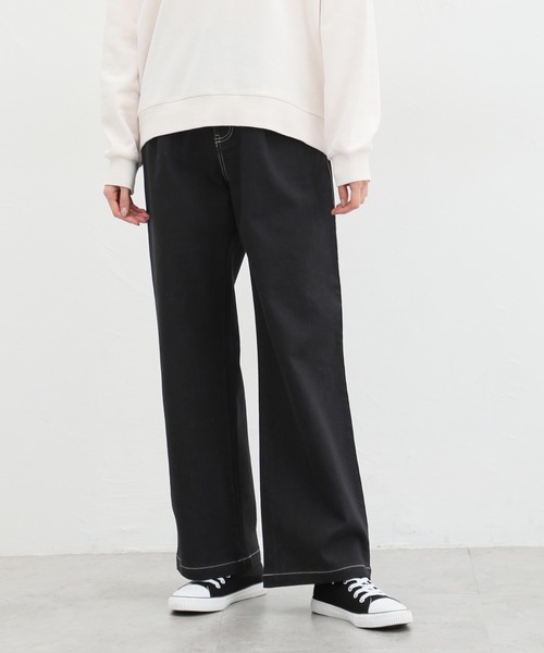 Honeys(ハニーズ)の「デニムストレートパンツ(股下72cm)(デニムパンツ・レディース・ワンウォッシュ/ライトインディゴブルー/ブルー/ブラック・S/M/L/LL)」の6枚目の写真