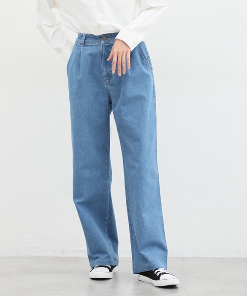 Honeys(ハニーズ)の「デニムストレートパンツ(股下72cm)(デニムパンツ・レディース・ワンウォッシュ/ライトインディゴブルー/ブルー/ブラック・S/M/L/LL)」の11枚目の写真