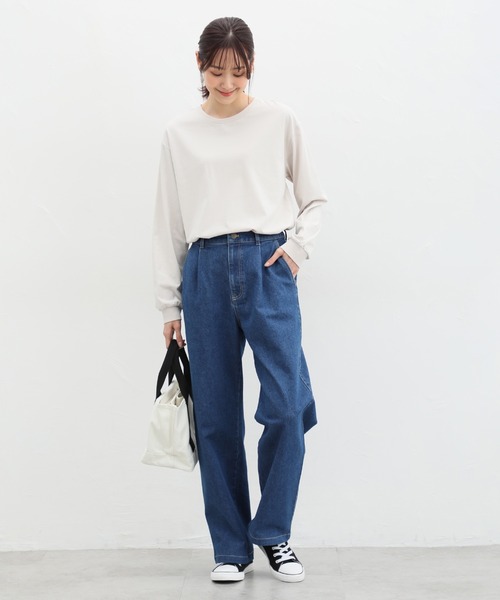 Honeys(ハニーズ)の「デニムストレートパンツ(股下72cm)(デニムパンツ・レディース・ワンウォッシュ/ライトインディゴブルー/ブルー/ブラック・S/M/L/LL)」の9枚目の写真