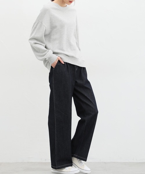 Honeys(ハニーズ)の「デニムストレートパンツ(股下72cm)(デニムパンツ・レディース・ワンウォッシュ/ライトインディゴブルー/ブルー/ブラック・S/M/L/LL)」の10枚目の写真