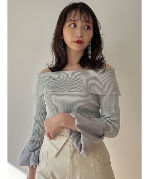 dazzlin（ダズリン）の「オフショルバルーンスリーブニット（ニット/セーター・レディース・アイボリー/グレー/ブラック/ピンク・FREE）」の13枚目の写真