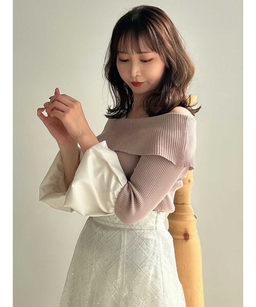 dazzlin（ダズリン）の「オフショルバルーンスリーブニット（ニット/セーター・レディース・アイボリー/グレー/ブラック/ピンク・FREE）」の21枚目の写真