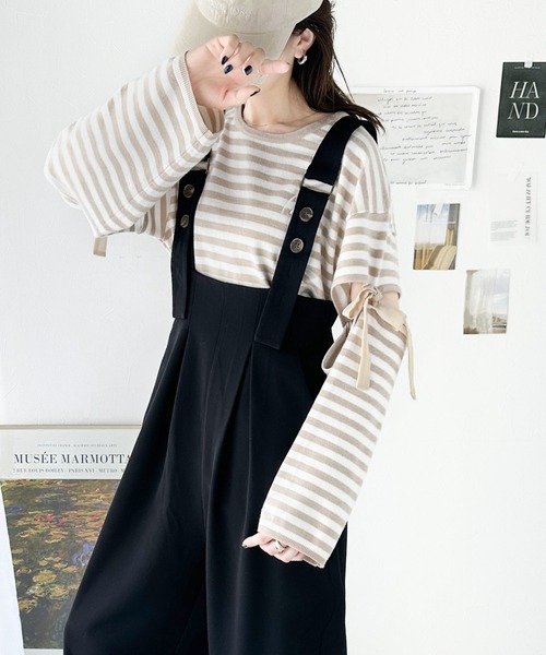 Java（ジャバ）の「《Javaジャバコラボ》ほんのりレトロが旬。ハイウエストボタン付きワイドサロペット（サロペット/オーバーオール・レディース・ブラック/チャコールグレー・X-LARGE/SMALL/MEDIUM/LARGE）」の6枚目の写真