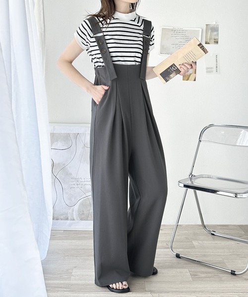 Java（ジャバ）の「《Javaジャバコラボ》ほんのりレトロが旬。ハイウエストボタン付きワイドサロペット（サロペット/オーバーオール・レディース・ブラック/チャコールグレー・X-LARGE/SMALL/MEDIUM/LARGE）」の14枚目の写真