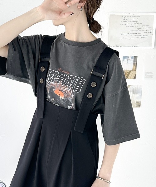 Java（ジャバ）の「《Javaジャバコラボ》ほんのりレトロが旬。ハイウエストボタン付きワイドサロペット（サロペット/オーバーオール・レディース・ブラック/チャコールグレー・X-LARGE/SMALL/MEDIUM/LARGE）」の13枚目の写真