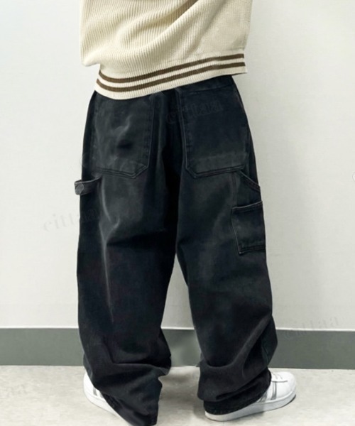 Dalfwin(ダールフィン)の「韓国ファッション 韓国ストリートY2Kスーパーワイドペインターデニムパンツ(デニムパンツ・レディース・ブラック/ブルー・MEDIUM/LARGE)」の5枚目の写真