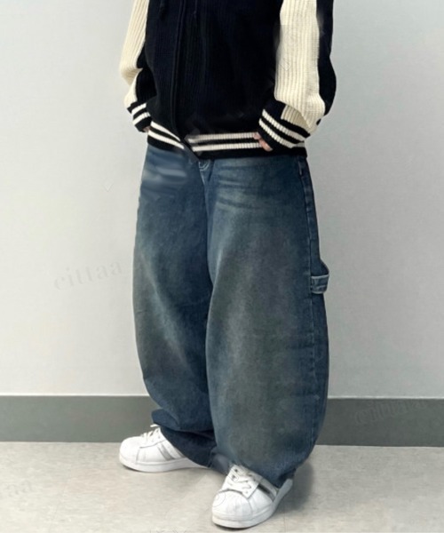 Dalfwin(ダールフィン)の「韓国ファッション 韓国ストリートY2Kスーパーワイドペインターデニムパンツ(デニムパンツ・レディース・ブラック/ブルー・MEDIUM/LARGE)」の16枚目の写真