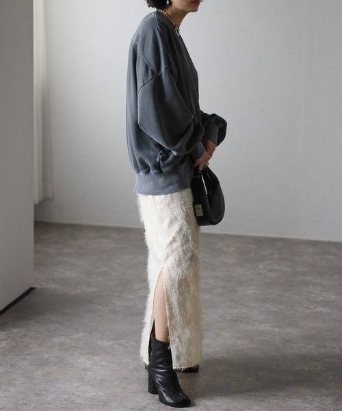 Bonjour Sagan（ボンジュールサガン）の「ラメフリンジスリットタイトスカート（スカート・レディース・アイボリー/ブラック・FREE）」の5枚目の写真