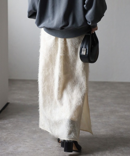 Bonjour Sagan（ボンジュールサガン）の「ラメフリンジスリットタイトスカート（スカート・レディース・アイボリー/ブラック・FREE）」の6枚目の写真