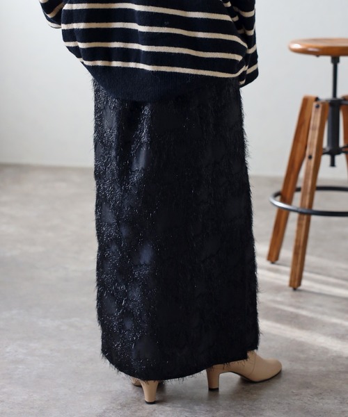 Bonjour Sagan（ボンジュールサガン）の「ラメフリンジスリットタイトスカート（スカート・レディース・アイボリー/ブラック・FREE）」の15枚目の写真