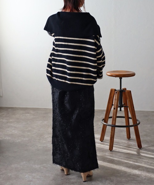 Bonjour Sagan（ボンジュールサガン）の「ラメフリンジスリットタイトスカート（スカート・レディース・アイボリー/ブラック・FREE）」の16枚目の写真