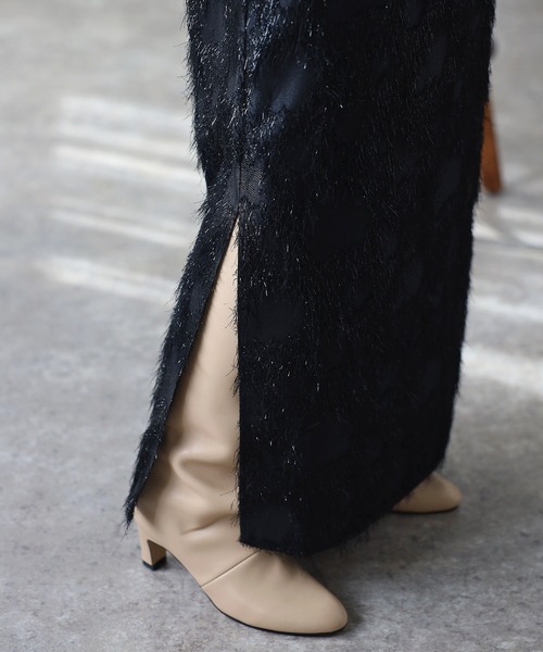 Bonjour Sagan（ボンジュールサガン）の「ラメフリンジスリットタイトスカート（スカート・レディース・アイボリー/ブラック・FREE）」の17枚目の写真