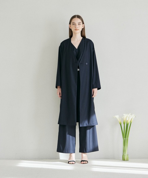 INED CLARO（イネドクラロ）の「カラーレスコート【セットアップ対応】（ノーカラーコート・レディース・グレー/ネイビー・フリー）」の3枚目の写真