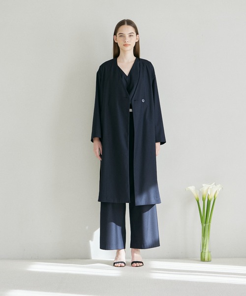 INED CLARO（イネドクラロ）の「カラーレスコート【セットアップ対応】（ノーカラーコート・レディース・グレー/ネイビー・フリー）」の5枚目の写真
