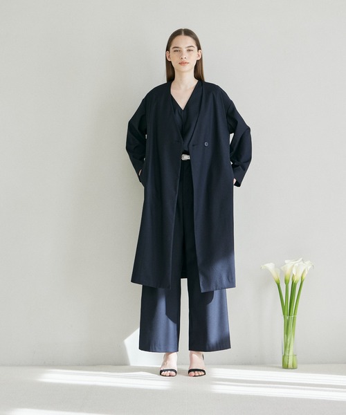 INED CLARO（イネドクラロ）の「カラーレスコート【セットアップ対応】（ノーカラーコート・レディース・グレー/ネイビー・フリー）」の6枚目の写真