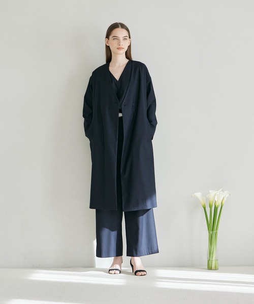 INED CLARO（イネドクラロ）の「カラーレスコート【セットアップ対応】（ノーカラーコート・レディース・グレー/ネイビー・フリー）」の7枚目の写真